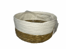 Seegras Pflanzkorb / Schale  D23 H12 cm weiss natur