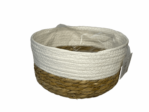 Seegras Pflanzkorb / Schale  D23 H12 cm weiss natur