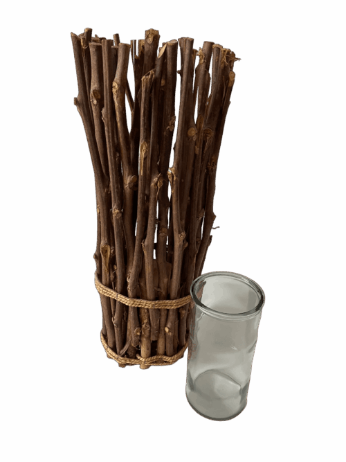 Windlicht Holz Natur H50 D20 cm