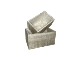 Holz Kasten "Wüfel Milka" 2er Set  B27 x 18 x 14 / 23 x 14 x 12 cm  weiss