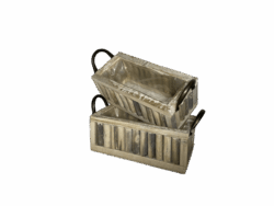 Holz Korb mit Griffen B28 x 13  H11 cm natur antik