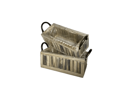 Holz Korb mit Griffen B28 x 13  H11 cm natur antik