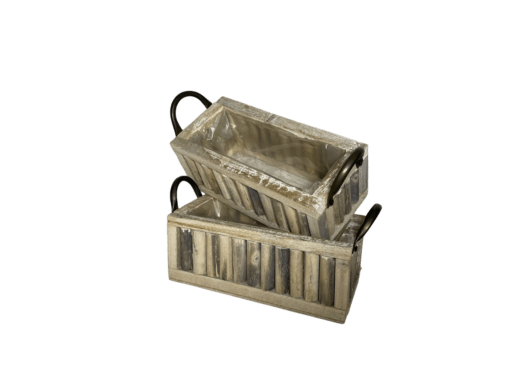 Holz Korb mit Griffen B28 x 13  H11 cm natur antik