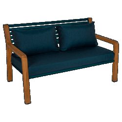 Fermob SOMERSET 2-Sitzer Sofa Aluminium/Acryl Sunbrella Teakarmlehne