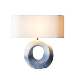 SalesFever Tischleuchte Keramik/Leinen Blau/Weiß