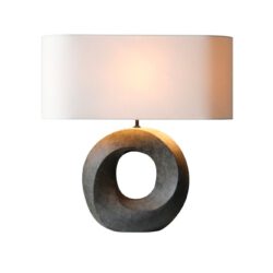 SalesFever Tischleuchte Keramik/Leinen Grün/Beige