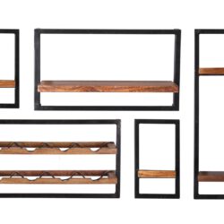 SIT Möbel PANAMA Wandregal-Set Altmetall/Mangoholz