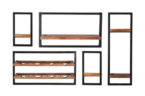 SIT Möbel PANAMA Wandregal-Set Altmetall/Mangoholz