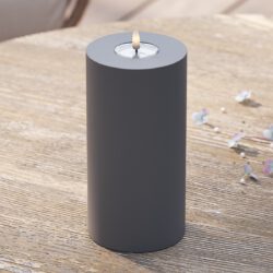 LED-Blockkerzen für den Außenbereich, Ø 10 x 20 cm, Grau