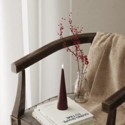 LED Kegelkerzen, 20 cm, Bordeaux