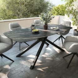 Outdoortisch Edge Boot 200x100 cm Keramik Laminam® Noir Desir Braun Kreuzgestell Rechteck Schwarz