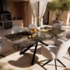 Outdoortisch Edge 200x100 cm Keramik Emperador Extra Lucidato Dunkelbraun Kreuzgestell Rechteck Schwarz