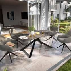 Outdoortisch Edge 200x100 cm Keramik Laminam® Noir Desir Braun Kreuzgestell Rechteck Schwarz
