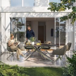 Outdoortisch Edge 200x100 cm Keramik Laminam® Nero Greco Anthrazit Kreuzgestell Rechteck Edelstahl