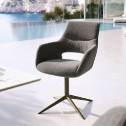 Outdoorstuhl Yago-Flex mit Armlehnen Strukturstoff Graphit Fußkreuz Effektfinish Titan 360° drehbar Wippfunktion