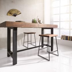 Bartisch Blokk 165x60 cm Akazie Braun mit Metallgestell