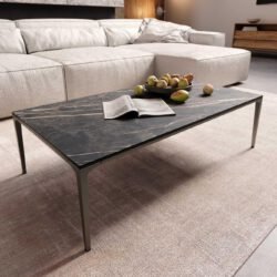 Couchtisch Levente 110x60 cm Keramik Laminam® Noir Desir Braun Gestell Metall Effektfinish Titan