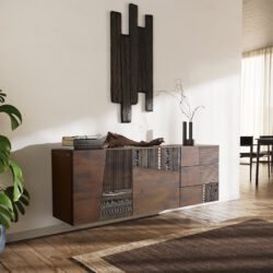 Sideboard Imara 175 cm Mango Braun 2 Türen 3 Schubladen schwebend
