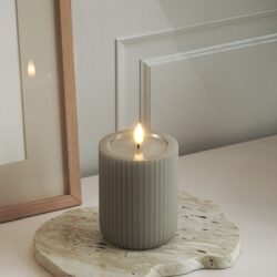 Unique LED-Rillenkerzen D 8 x 10 cm Sand