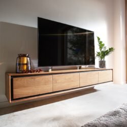 Lowboard Stonegrace 200 cm Akazie Natur 4 Türen Steinfurnier schwebend