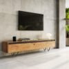 Designer-Lowboard Stonegrace 200 cm Akazie Natur Schiefer 4 Schübe