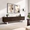 Lowboard Follia 200 cm Mango Braun 4 Türen Kufe Edelstahl gebürstet