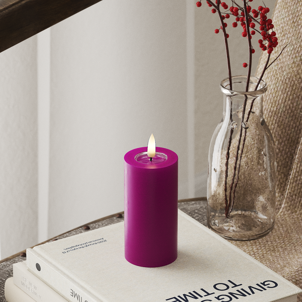 LED-Blockkerzen Ø 5 x 10 cm Violett