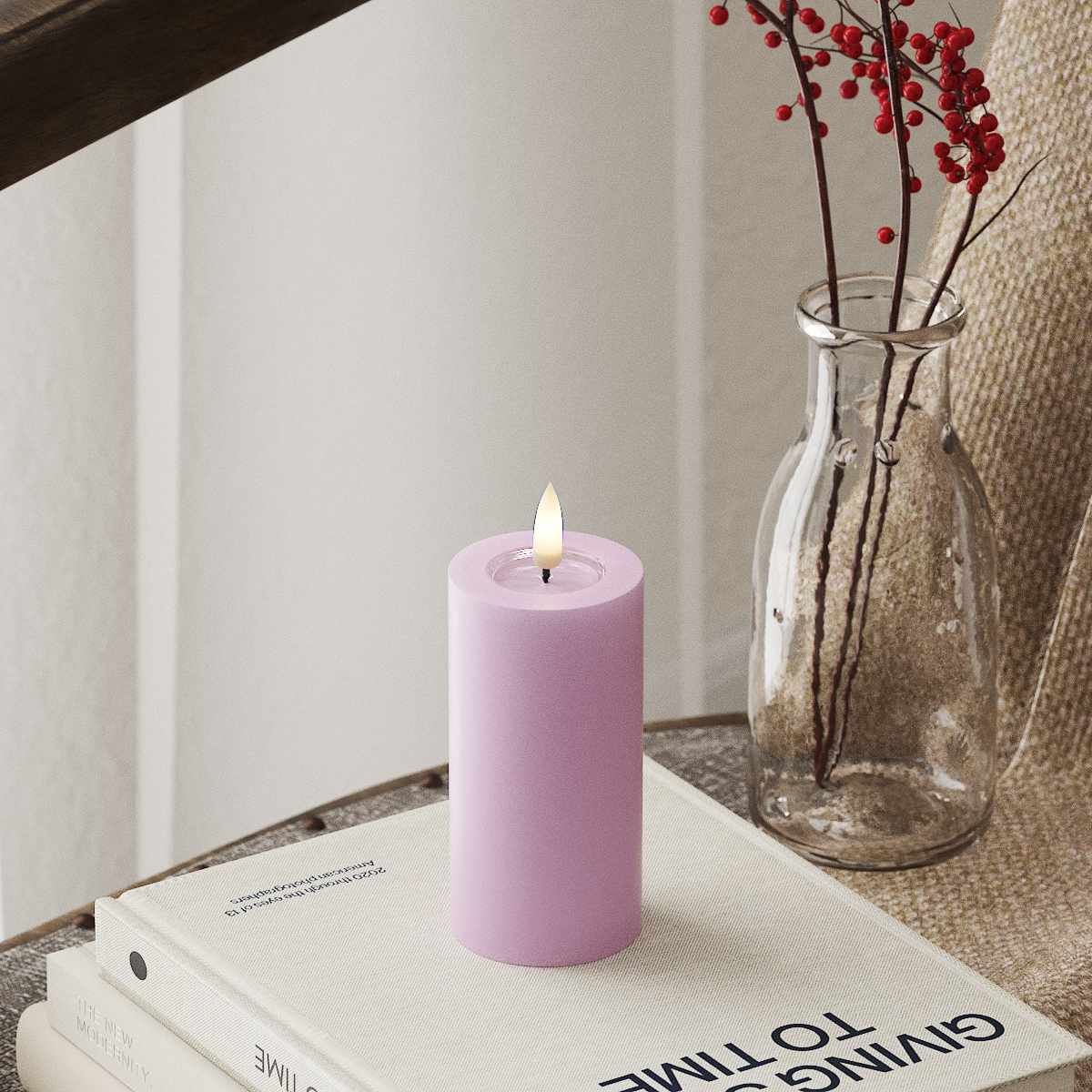 LED-Blockkerzen Ø 5 x 10 cm Lavendel