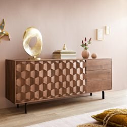Sideboard Fevo 175 cm Akazie Braun 2 Türen 3 Schubfächer L-Fuß