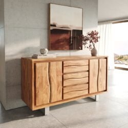 Sideboard Live-Edge 147 cm Akazie Natur 3 Schübe 2 Türen