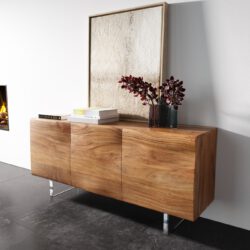 Sideboard New Live-Edge 145 cm Akazie Natur 3 Türen Acrylfuß