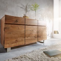 Sideboard Live-Edge 147 cm Akazie Natur 3 Türen 3 Schübe