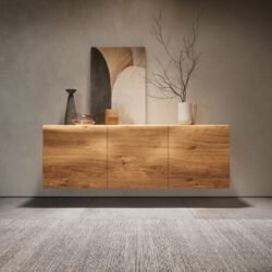 Sideboard New Live-Edge 145 cm Eiche Natur 3 Türen schwebend