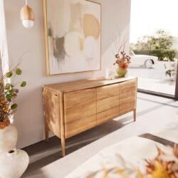 Sideboard Simcha 145 cm Akazie Natur 2 Türen 3 Schubladen