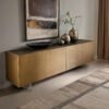 Sideboard Kazu 220 cm Metallic Gold 4 Türen Acrylfuß Keramik Laminam®Noir Desir Braun