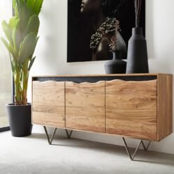 Sideboard Stonegrace 147x45 cm Akazie Natur 3 Türen Baumkante