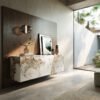 Sideboard Cuor 180 cm Keramik Minas Melange Weiß-Beige 2 Türen 3 Schubfächer Schwebend
