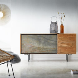 Sideboard Juwelo 150 cm Akazie Natur mit Steinfurnier