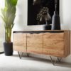 Sideboard Stonegrace 147x45 cm Akazie Natur 3 Türen Baumkante