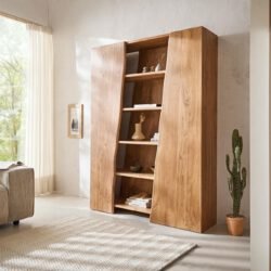 Regal Live-Edge 140x195 cm Akazie Natur 2 Türen