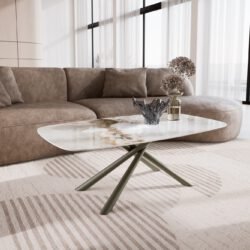 Couchtisch Edge Boot 120x70 cm Keramik Minas Melange Sarity Metall Effektfinish Titan