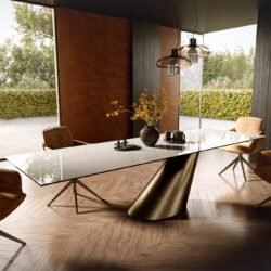 Esstisch Edge 300x100 cm Keramik Onyx Champagne Cono Metallic Gold