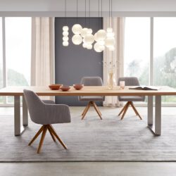 Esstisch Edge 300x100 Eiche Natur Edelstahl Schmal