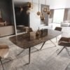 Esstisch Edge Boot 240x120 Keramik Emperador Extra Lucidato Dunkelbraun Estelar rund Edelstahl