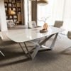 Esstisch Edge Boot 200x100 cm Keramik Onyx Champagne Spider Flachstahl Edelstahl Graphit