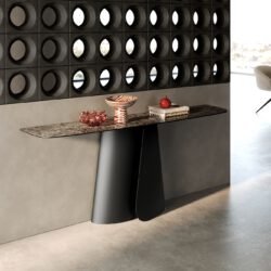 Konsolentisch Edge Boot 180x40 cm Keramik Emperador Extra Lucidato Dunkelbraun Livos Metall Schwarz