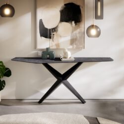 Konsolentisch Edge Polygonal 180x50 cm Keramik Laminam® Nero Greco Anthrazit Zentharo Metall Schwarz