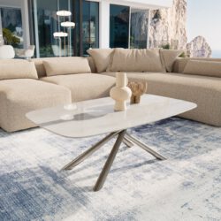Couchtisch Edge Boot 120x70 cm Keramik Onyx Champagne Sarity Edelstahl gebürstet