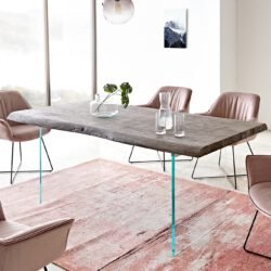 Esstisch Edge 200x100 XL Akazie Platin Glas Live-Edge