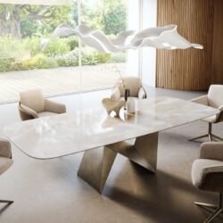 Esstisch Edge Boot 270x120 cm Keramik Iris FMG Onice Grigio Origami Metallic Gold